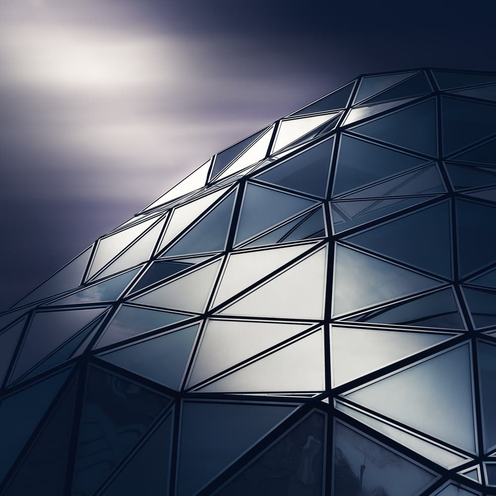Blue Geometric Facade by Marc Huybrighs — canvas wall art