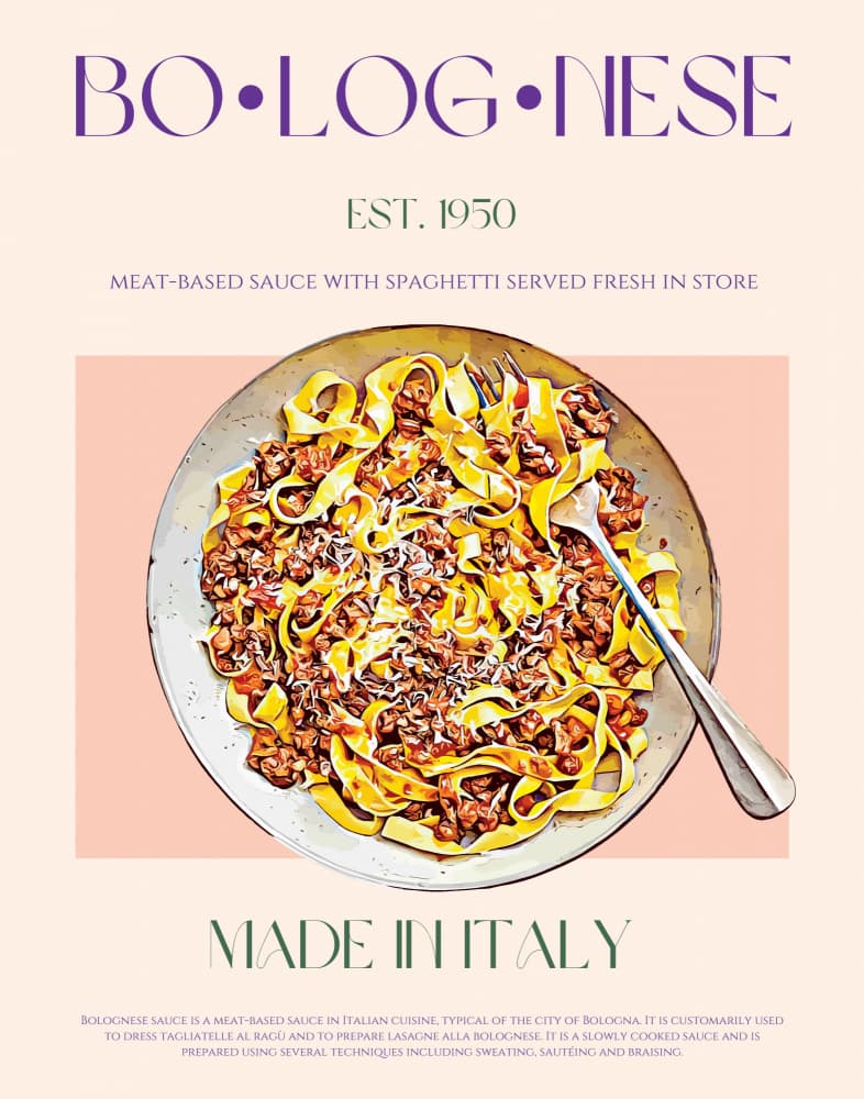 Classic Bolognese Pasta by Nazma Khokhar — canvas wall art
