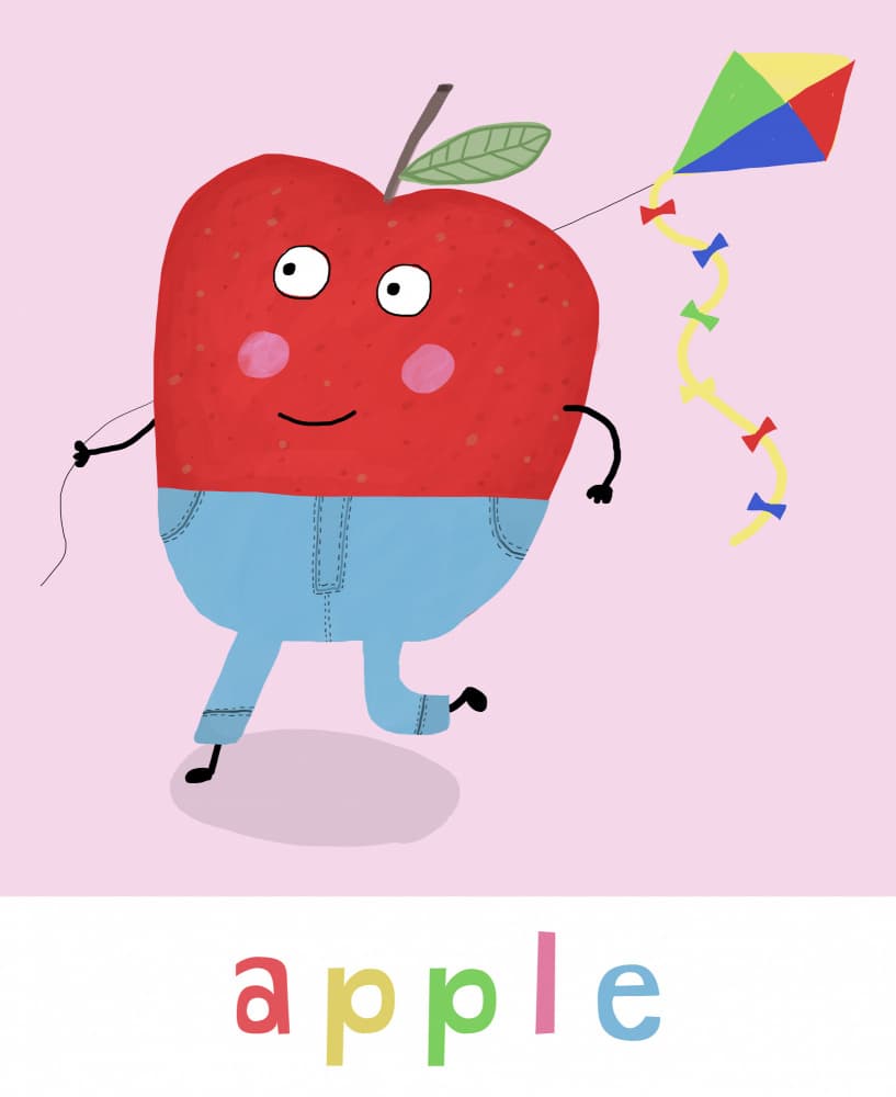 Playful Apple Kite Flyer by Carla Daly — canvas wall art