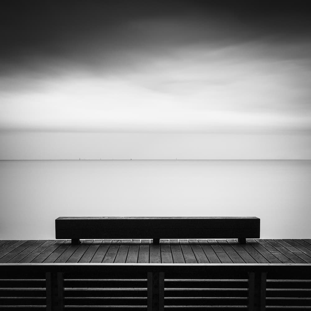 Minimalist Ocean Bench by Jacqueline Hammer — canvas wall art