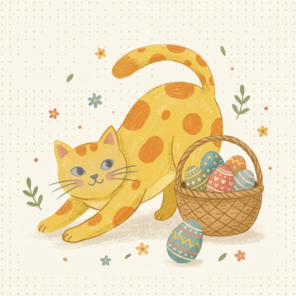 Stretching Easter Cat by Emel Tunaboylu — canvas wall art