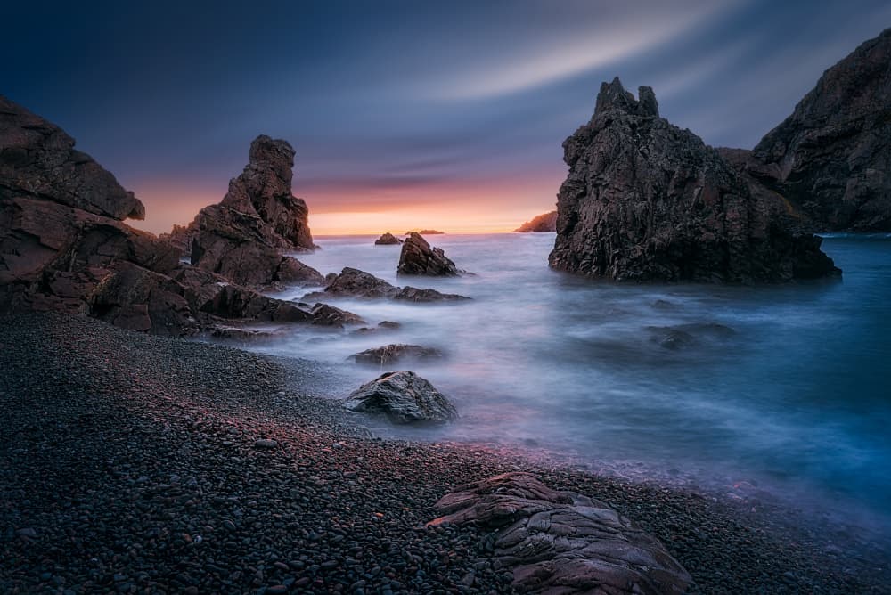 Twilight Rocky Coast by Ben.C.L — canvas wall art