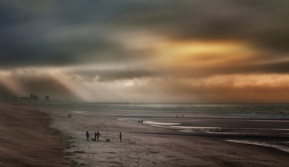 Moody Beach Sunbeams by Yvette Depaepe — canvas wall art