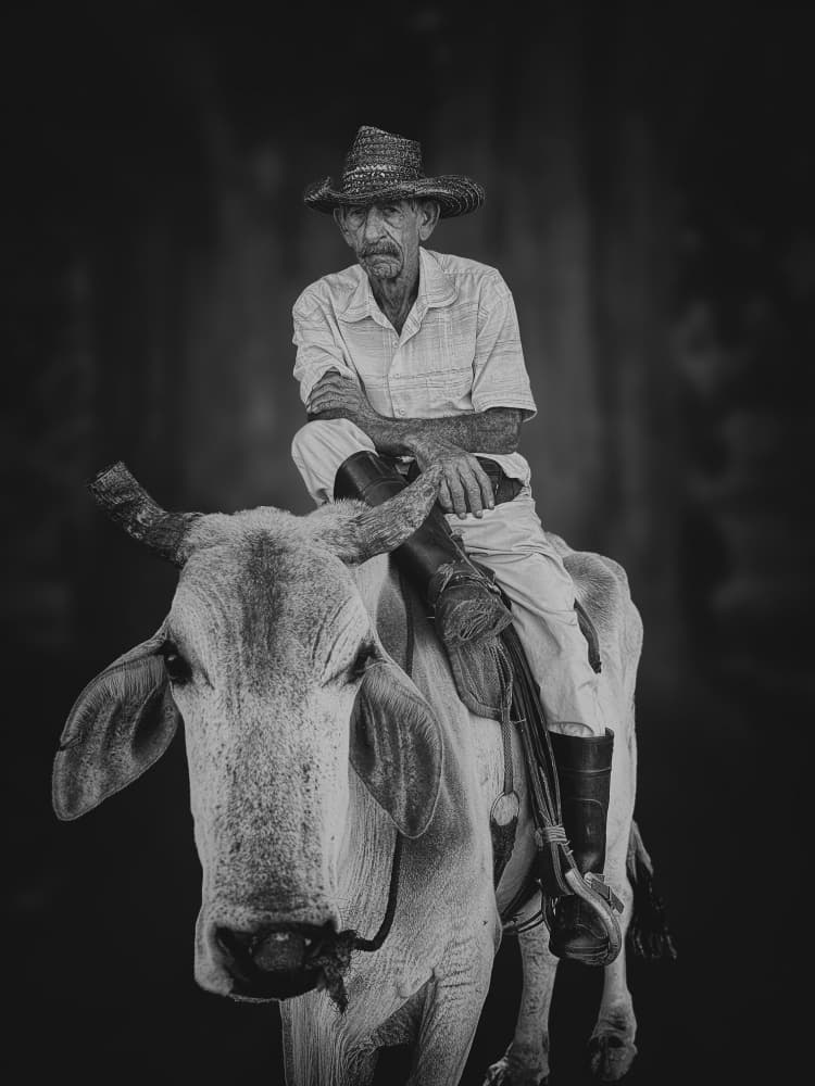 Rural Man and Ox by Pavol Stranak — canvas wall art