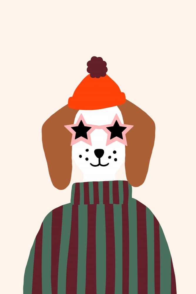 Cool Dog Beanie Sunglasses by Maren Gross — canvas wall art