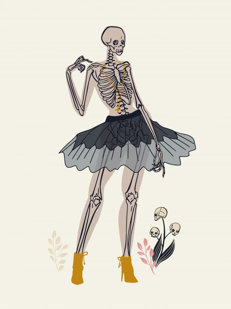 Whimsical Skeleton Dancer by Annick — canvas wall art