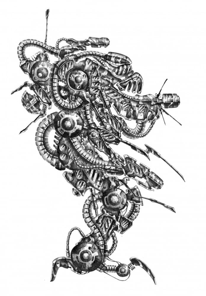 Intricate Cyberpunk Machine by Kulik — canvas wall art