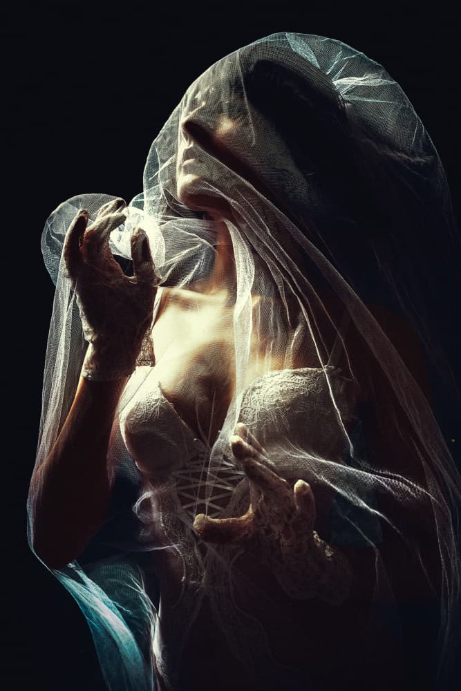 Mysterious Veiled Woman by Ruslan Bolgov — canvas wall art