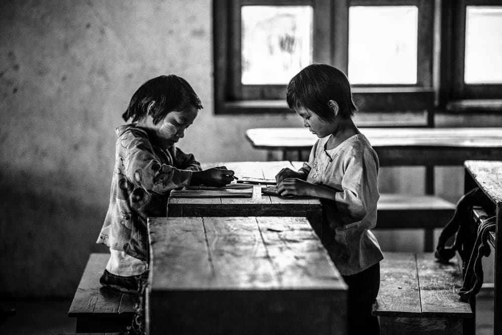 Children Studying Quietly by Marco Tagliarino — canvas wall art