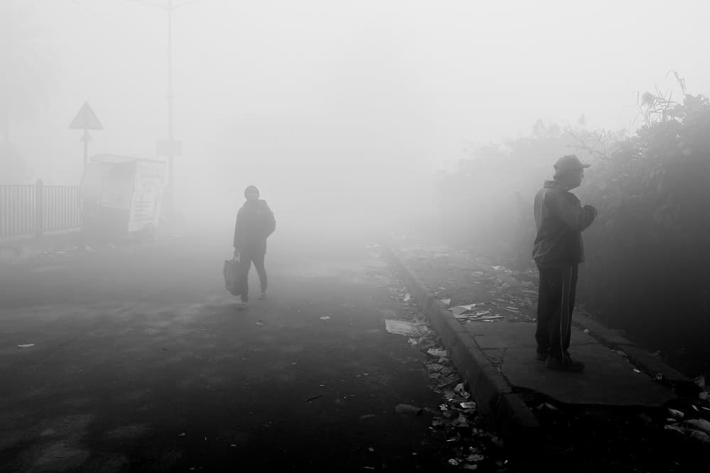 Mysterious Foggy Street by Subhajit Das — canvas wall art