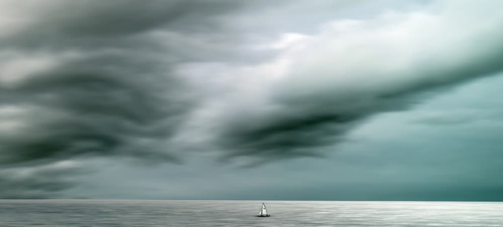 Solitary Sailboat Dark Sky by Gilbert Claes — canvas wall art