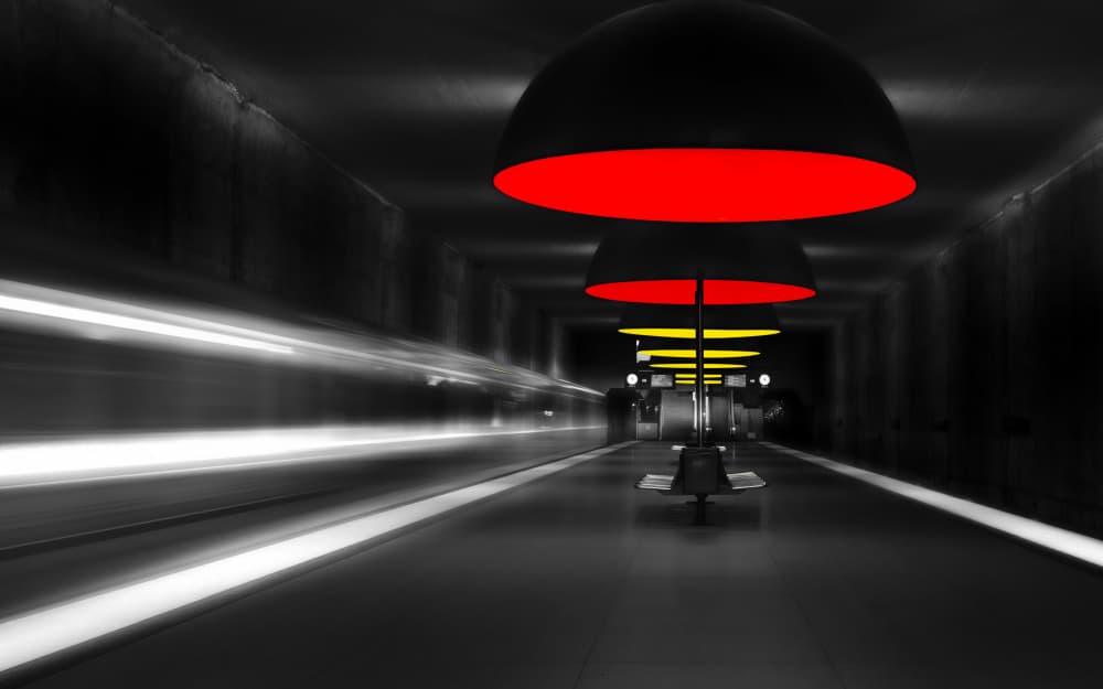 Red Subway Motion by Andy Dauer — canvas wall art