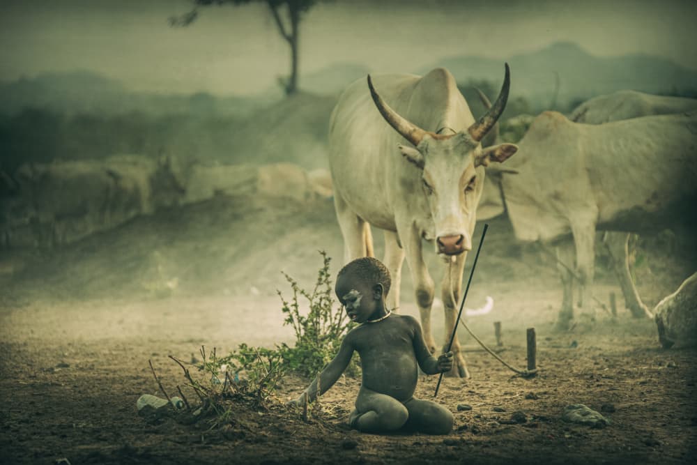 LITTLE BOY-CHILDREN OF MUNDARI, SOUTH SUDAN 2021 by Svetlin Yosifov — canvas wall art