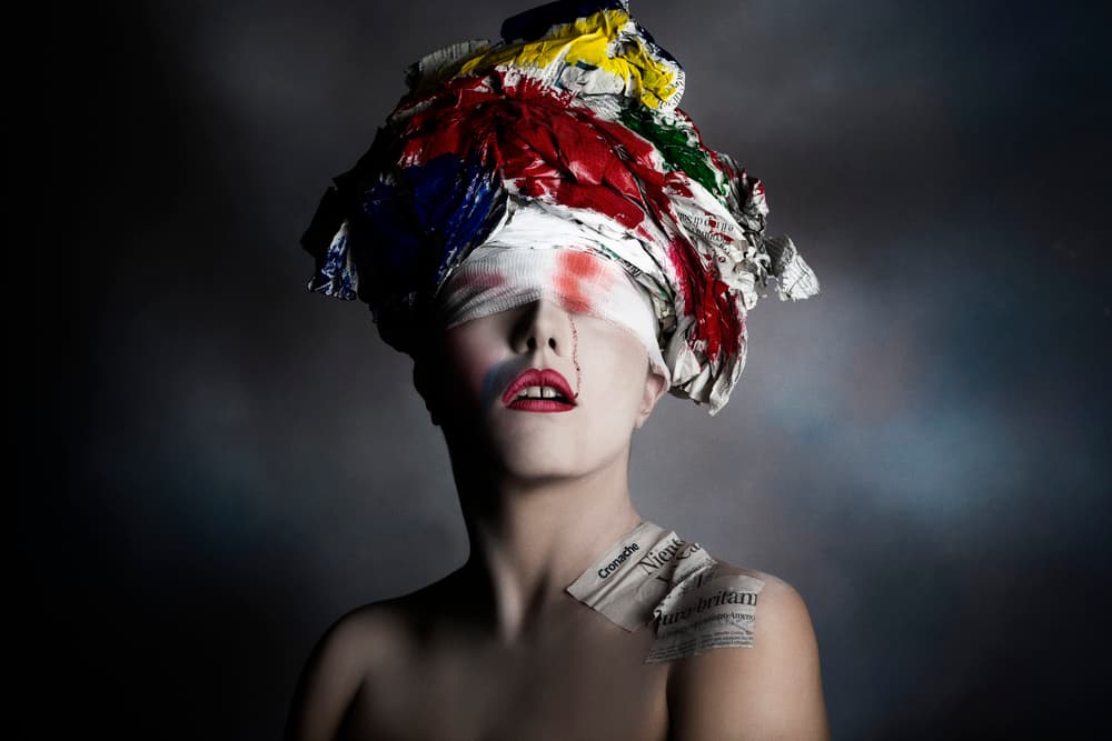 Painted Blindfolded Woman by Peppe Tambè — canvas wall art