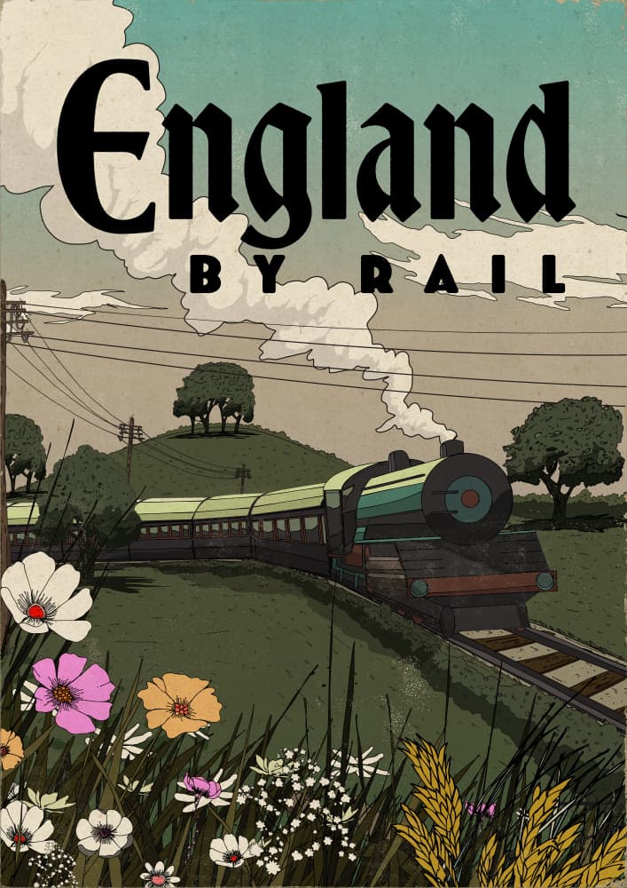 Vintage England Rail Journey by Nicholas — canvas wall art