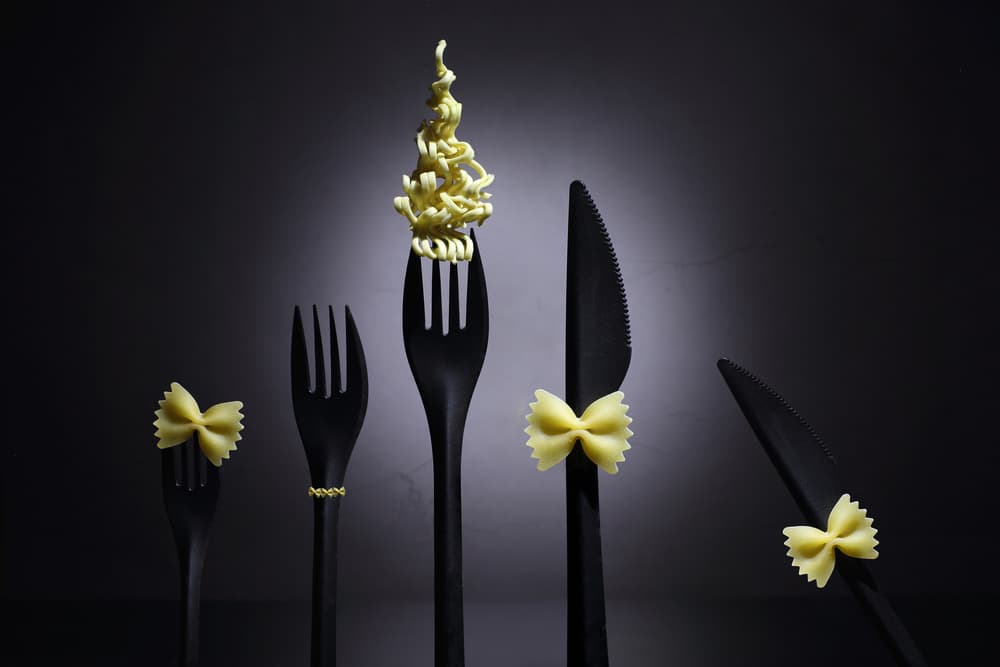 Black Cutlery Pasta by Victoria Glinka — canvas wall art