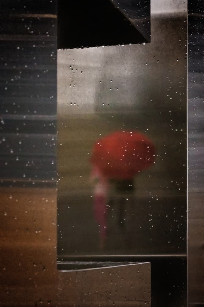 Rainy Day Red Umbrella by Richard Adams — canvas wall art