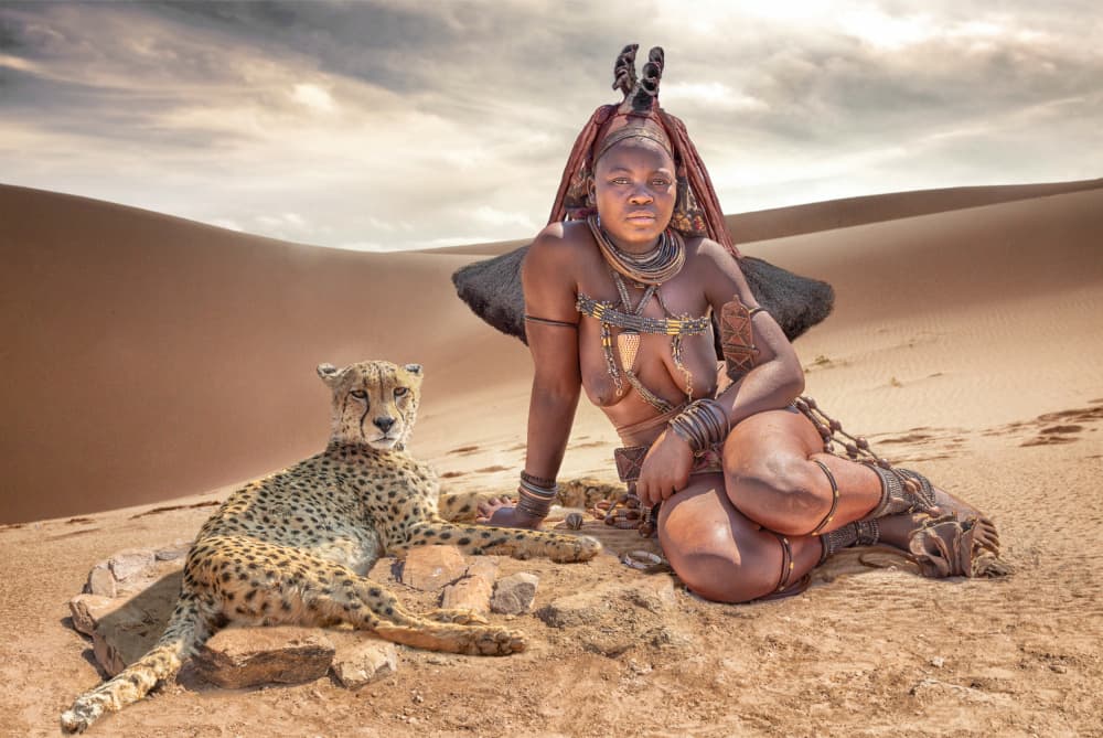 African Woman Desert Cheetah by Marcel Egger — canvas wall art