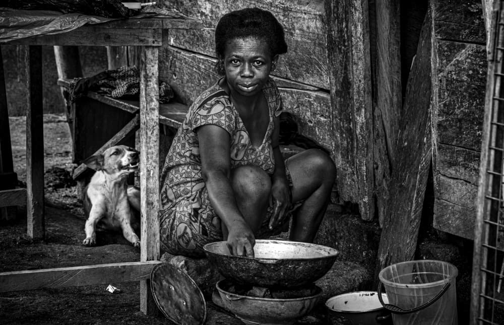 Village Woman and Dog by Joxe Inazio Kuesta Garmendia — canvas wall art