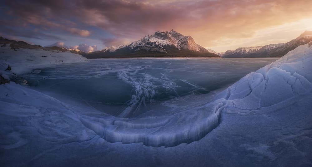 Frozen Mountain Sunset by Carlos F. Turienzo — canvas wall art
