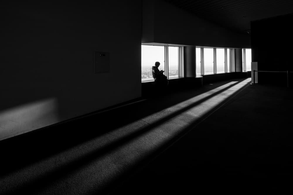 Lone Silhouette Window View by Michiko Ôtomo — canvas wall art