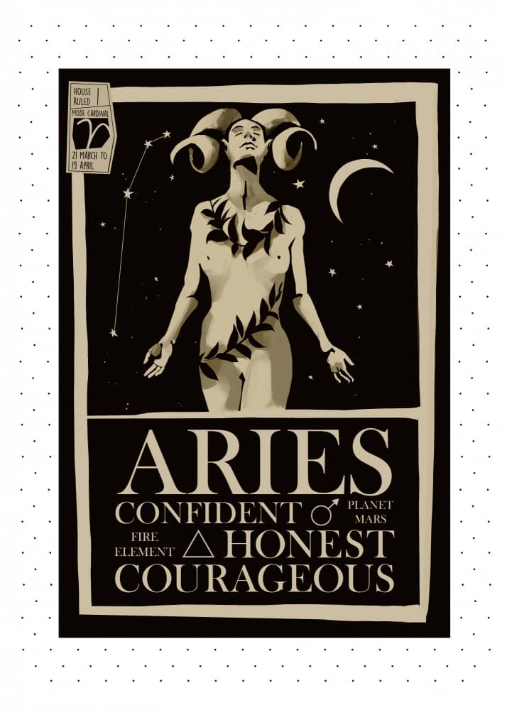 Aries Celestial Woman by Dion Gem — canvas wall art