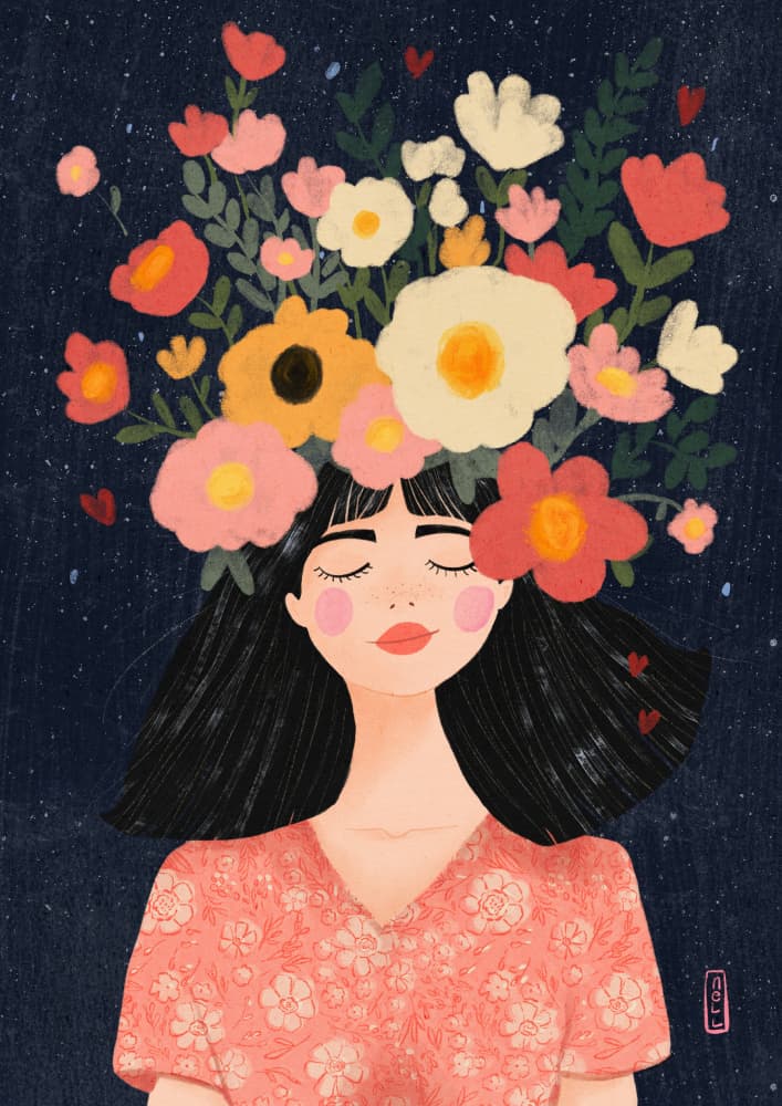 Blooming Mind Woman by Dirkie Nell — canvas wall art