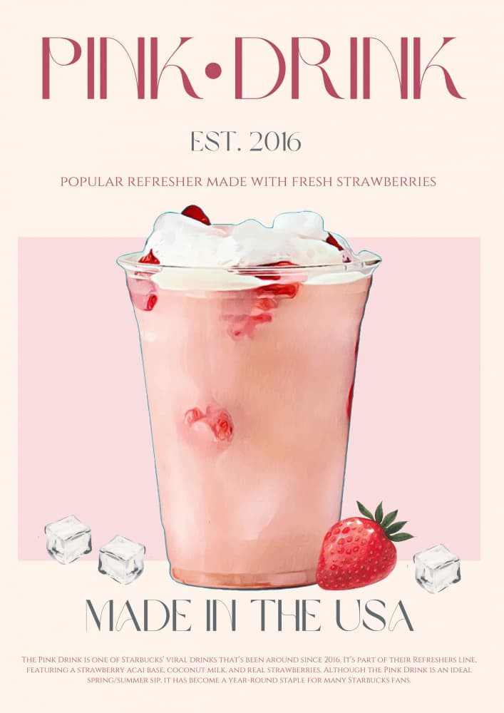Pink Strawberry Drink by Nazma Khokhar — canvas wall art