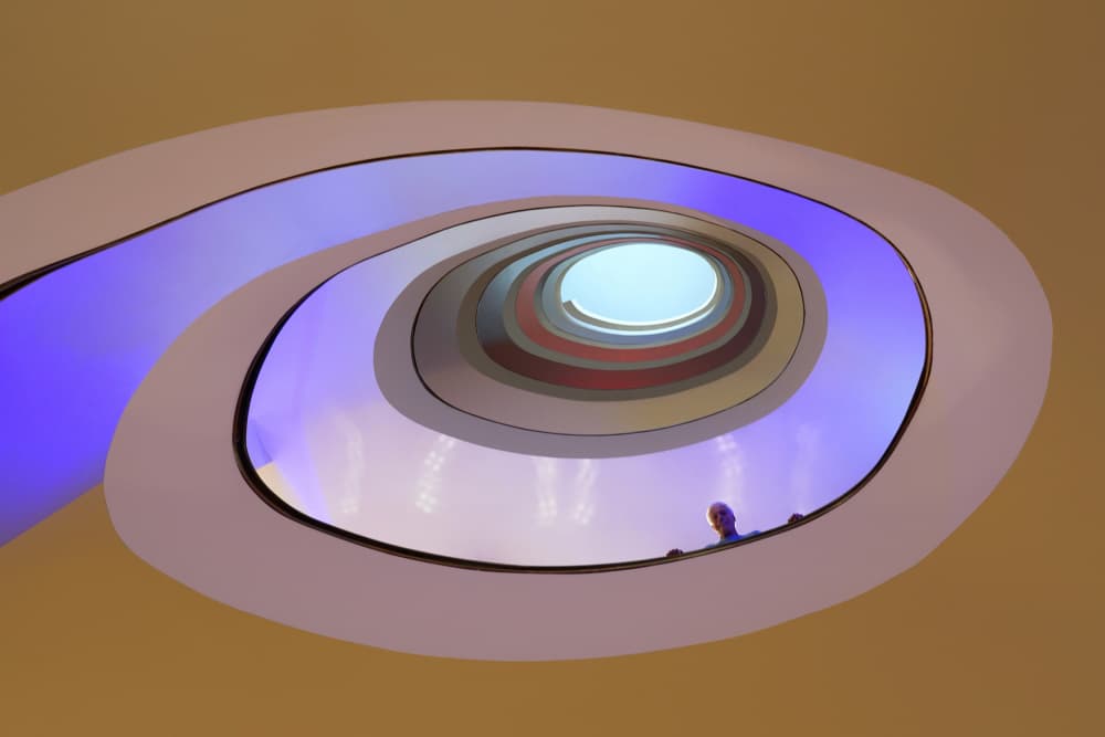 Purple Spiral Staircase by Jorge Pimenta — canvas wall art