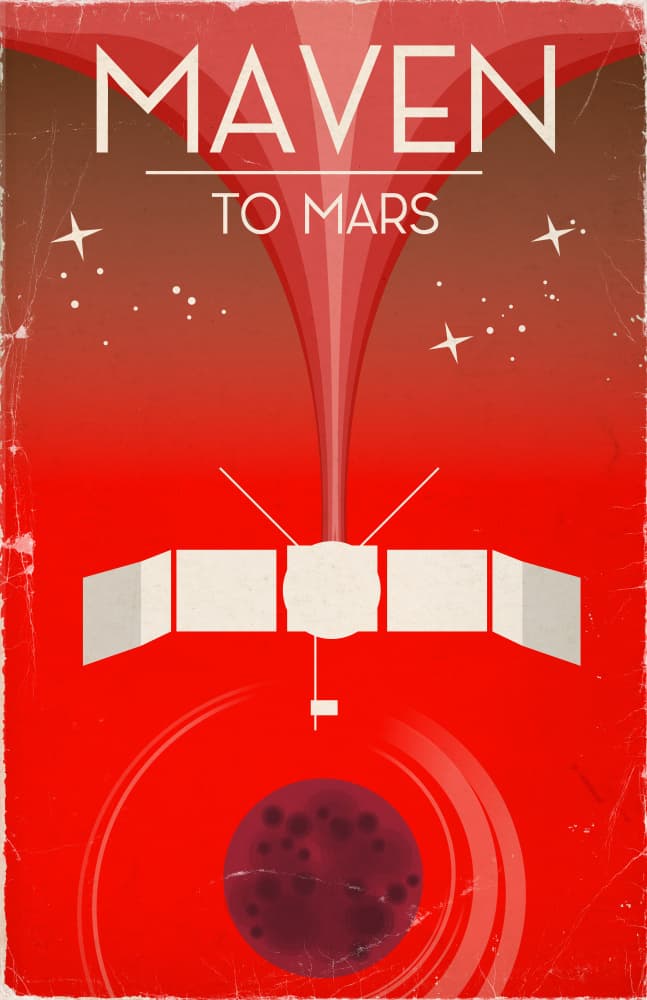 Retro Mars Mission by Nicholas — canvas wall art