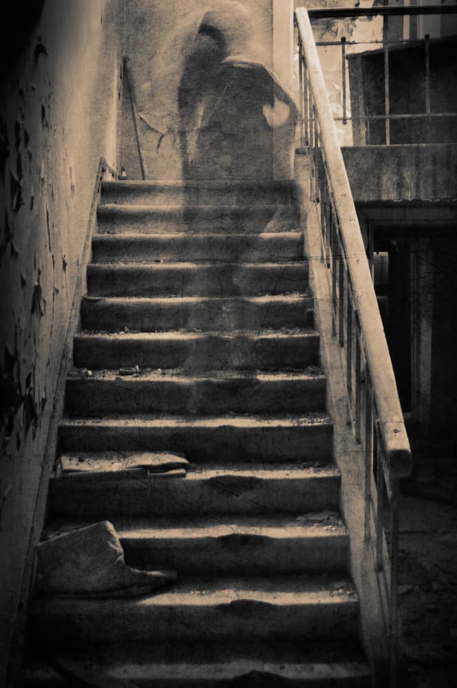 Ghostly Figure On Stairs by Peeters Jos — canvas wall art