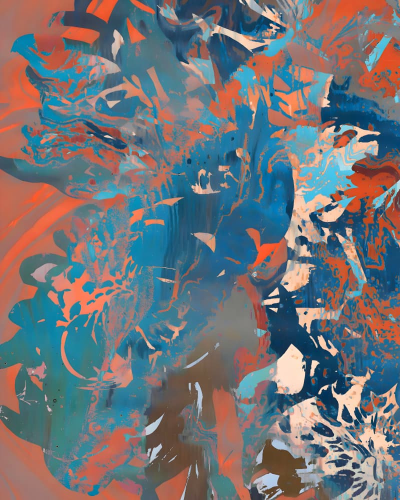 Orange Blue Fluid Abstract by Uma Gokhale — canvas wall art