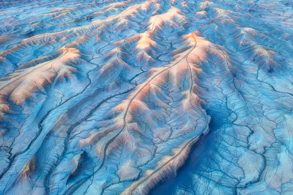 Aerial Blue Badlands by Mei Xu — canvas wall art
