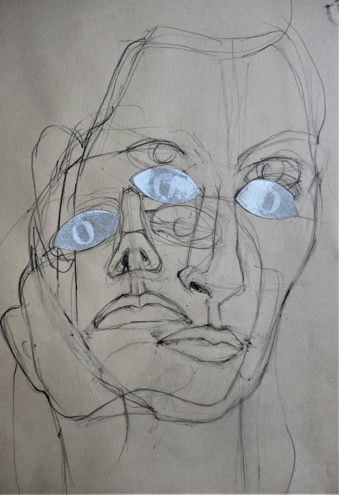 Multiple Eyes Portrait by Doris Schmitz — canvas wall art