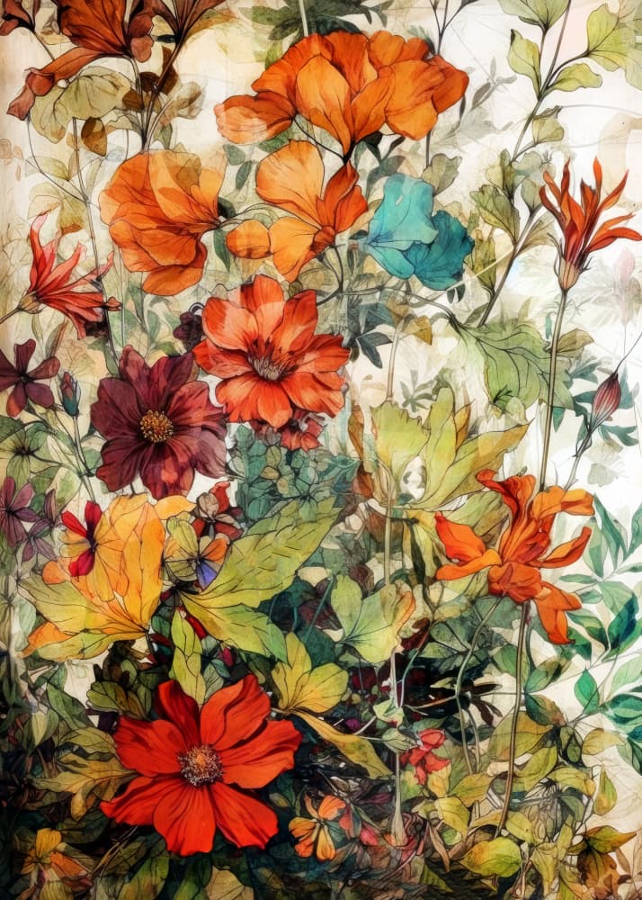 Vibrant Floral Garden by Justyna Jaszke — canvas wall art