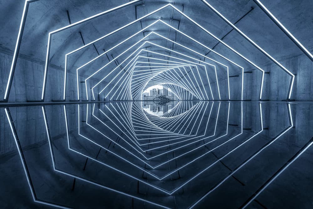 Modern Light Tunnel City by Mei Xu — canvas wall art