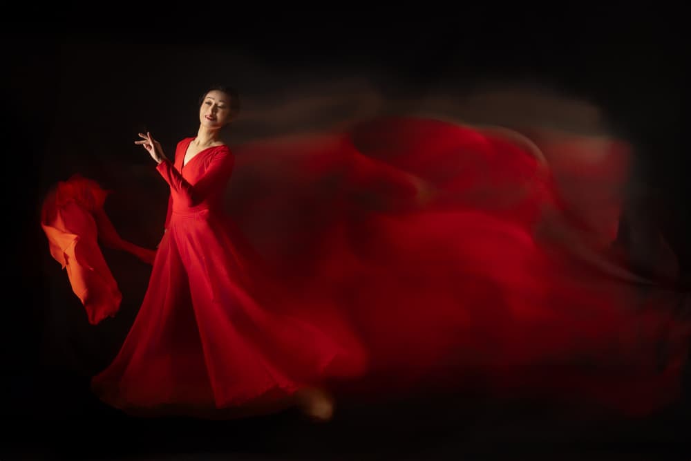Flowing Red Dance by Jeff Wang — canvas wall art
