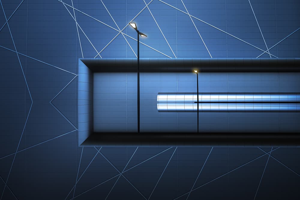 Modern Blue Metro Station by Marc Huybrighs — canvas wall art