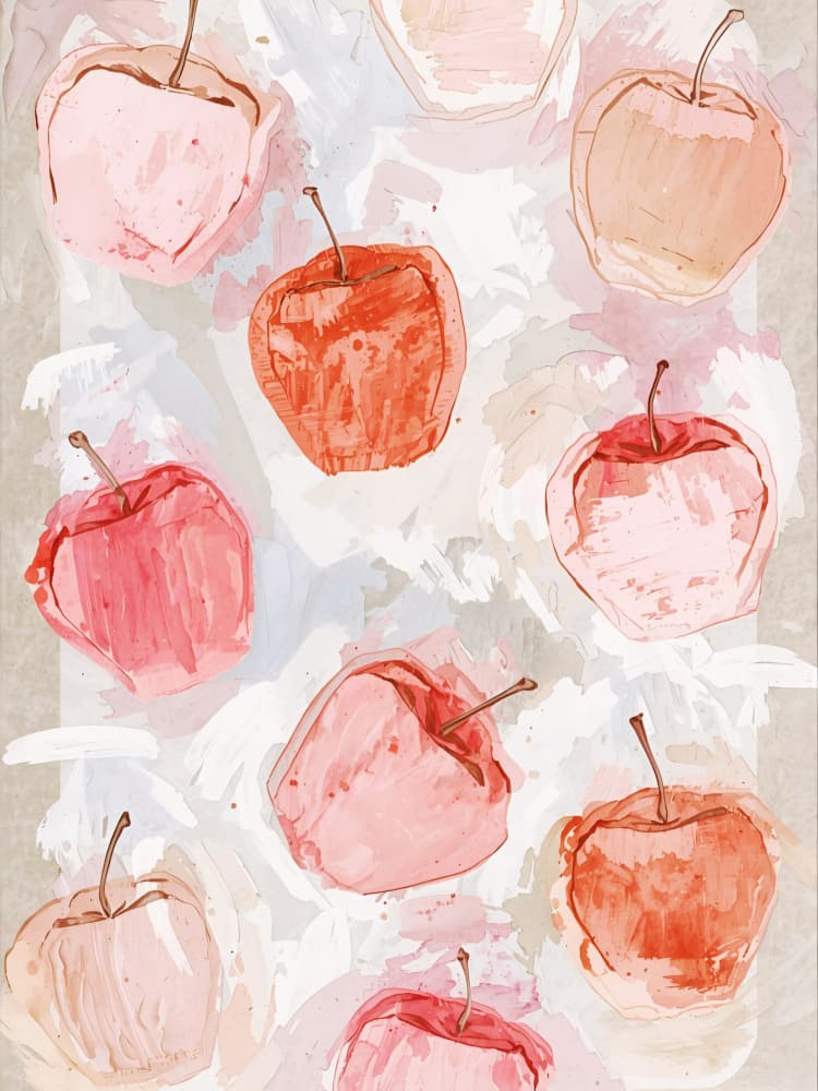 Painted Fresh Apples by Ohkimiko — canvas wall art