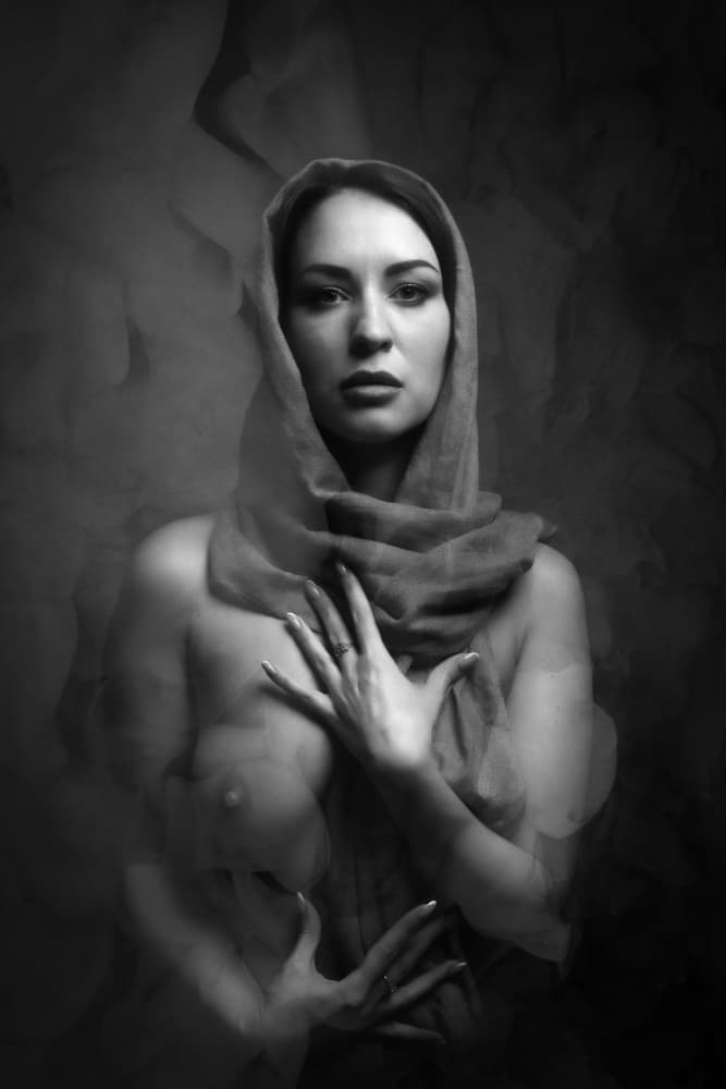 Veiled Woman in Smoke by Ruth Franke — canvas wall art