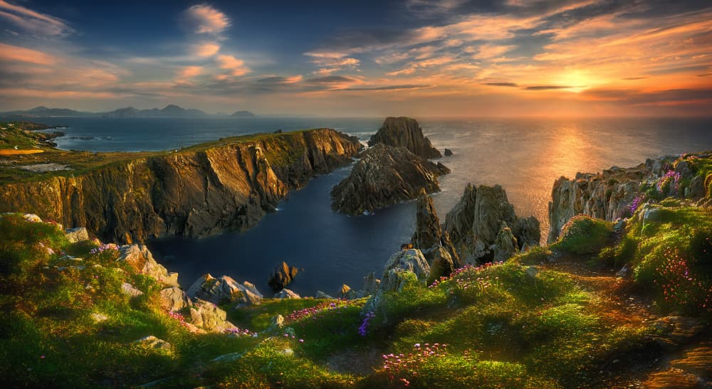 Golden Coastal Sunset by Krzysztof Browko — canvas wall art
