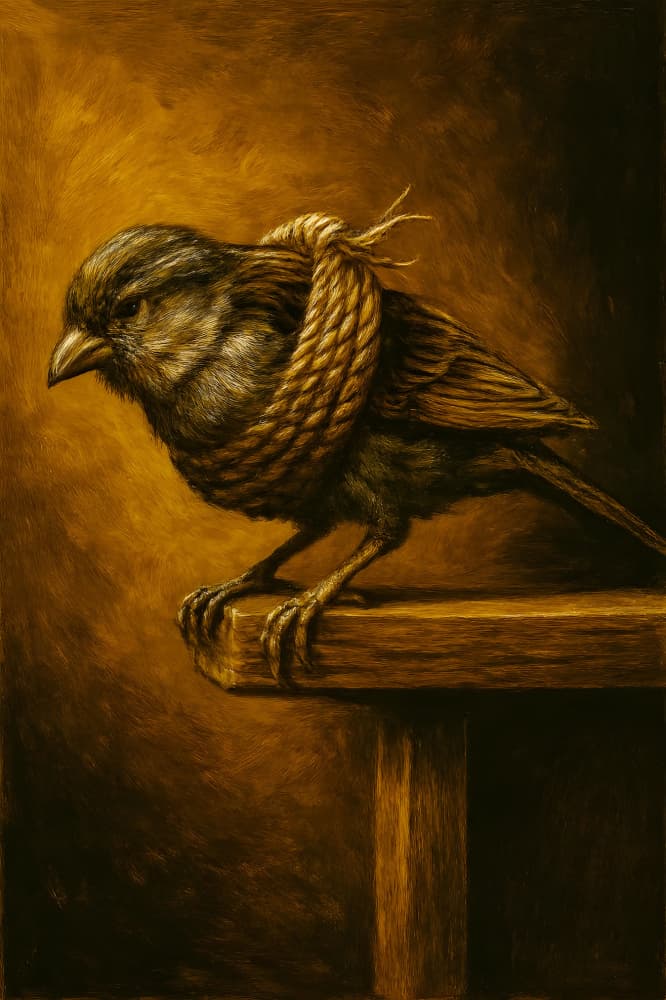 Bound Sparrow Perched by HUGO — canvas wall art
