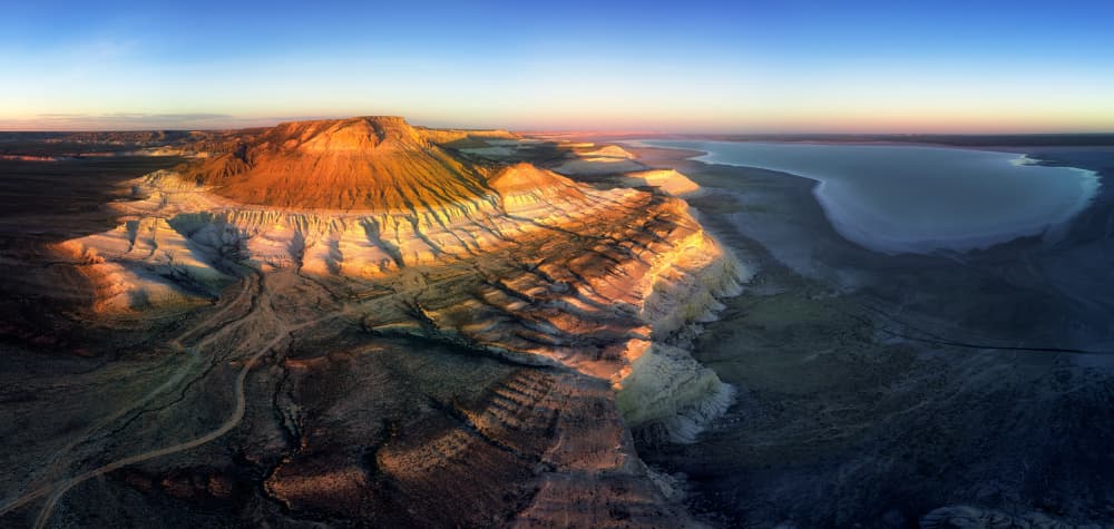 Golden Hour Desert Peaks by Ricardo Gayan — canvas wall art