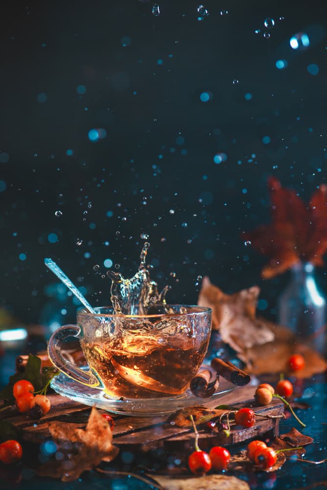 Cozy Autumn Tea Splash by Dina Belenko — canvas wall art