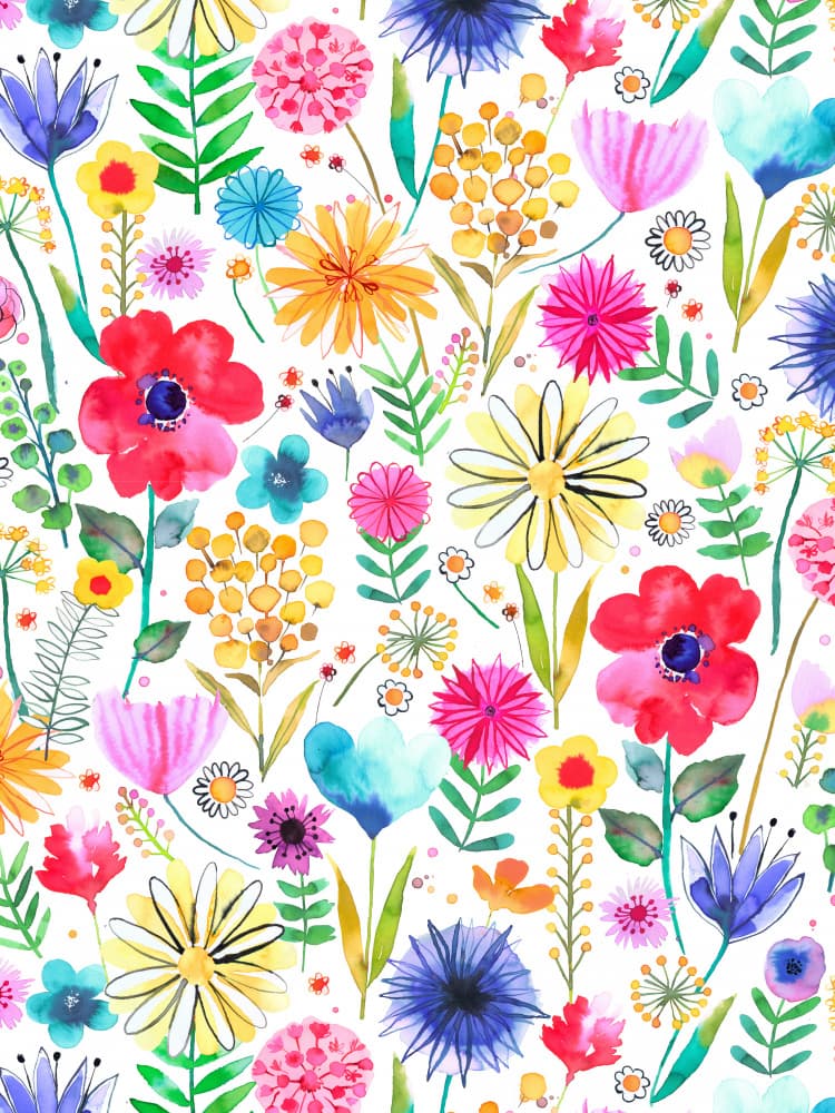 Vibrant Watercolor Blooms by Ninola Design — canvas wall art