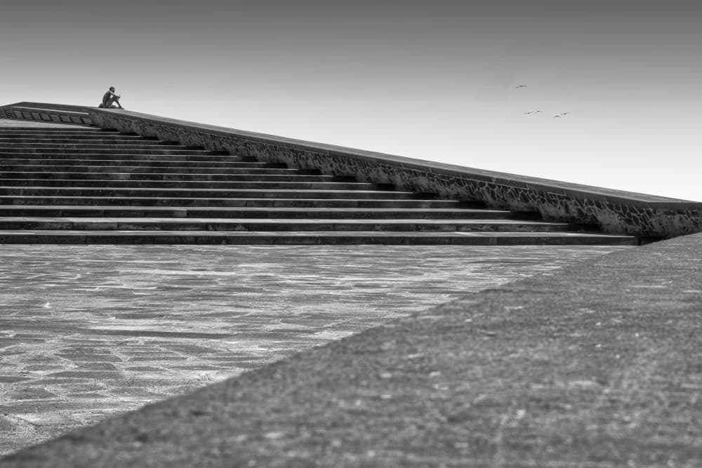 Solitary Man on Steps by Rolf Endermann — canvas wall art