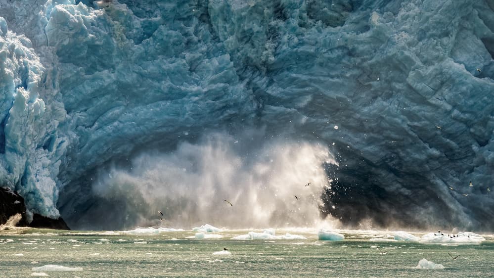 Powerful Glacier Calving by Carlos Guevara Vivanco — canvas wall art