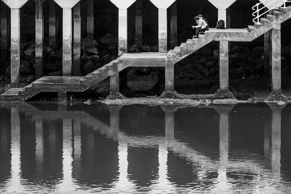 Concrete Steps Reflection by Adolfo Urrutia — canvas wall art