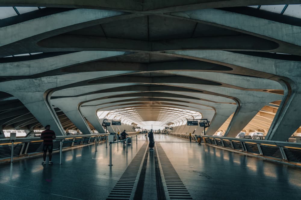 Curved Station Interior by Luc Vangindertael (laGrange) — canvas wall art