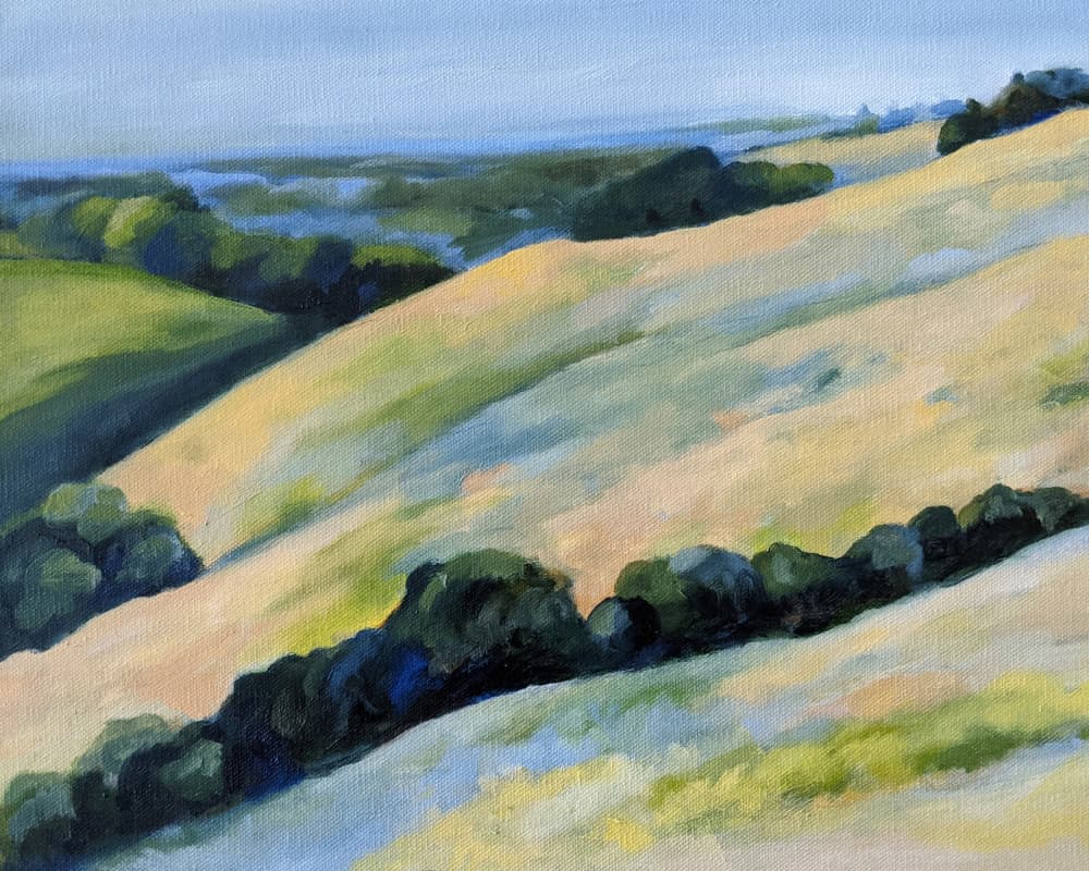 Golden Rolling Hills by Claire Whitehead — canvas wall art